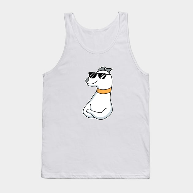 white cartoon dog with sunglasses and a yellow collar Tank Top by Ggekot